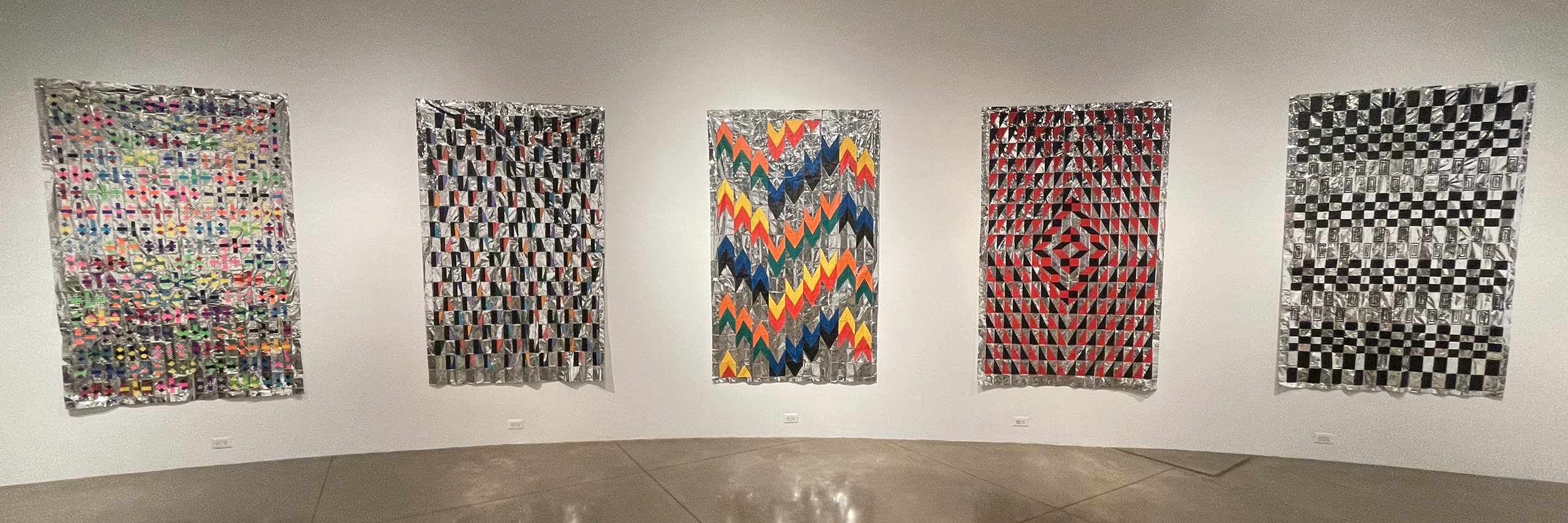 Five artworks by Annalee Schorr on the gallery wall.