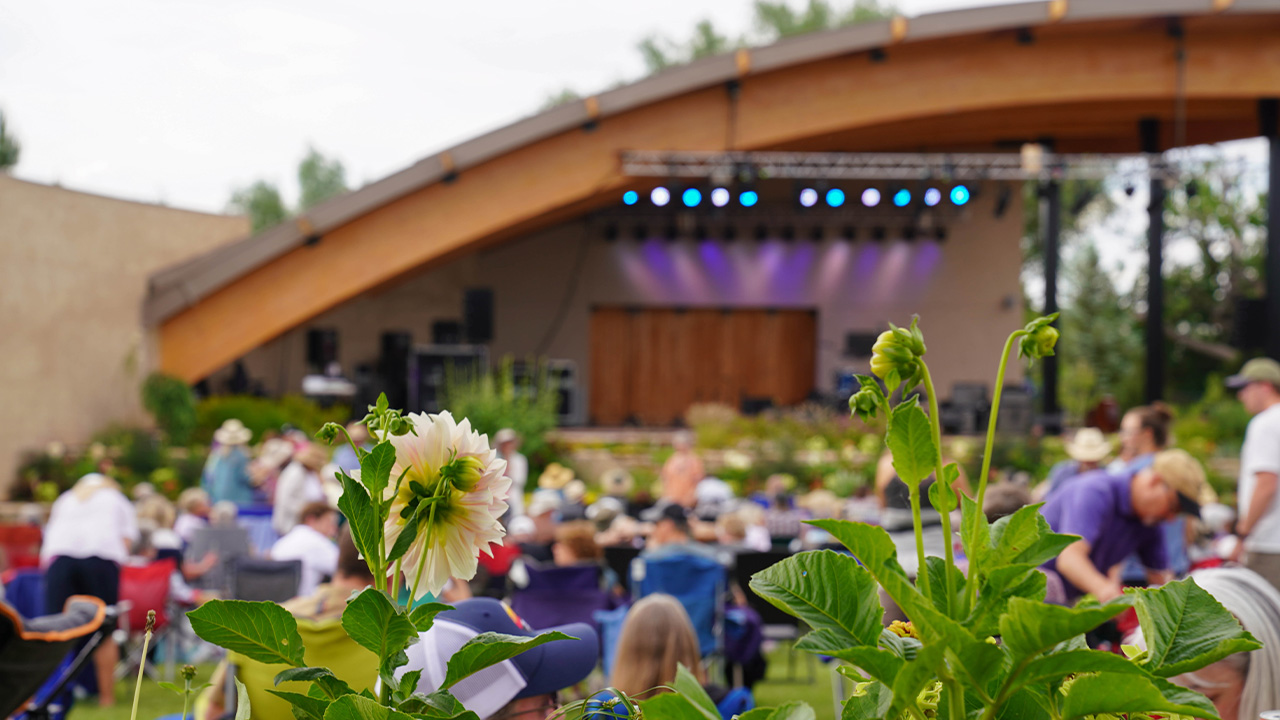 Beautiful flowers in front of Everett Pavilion stage.