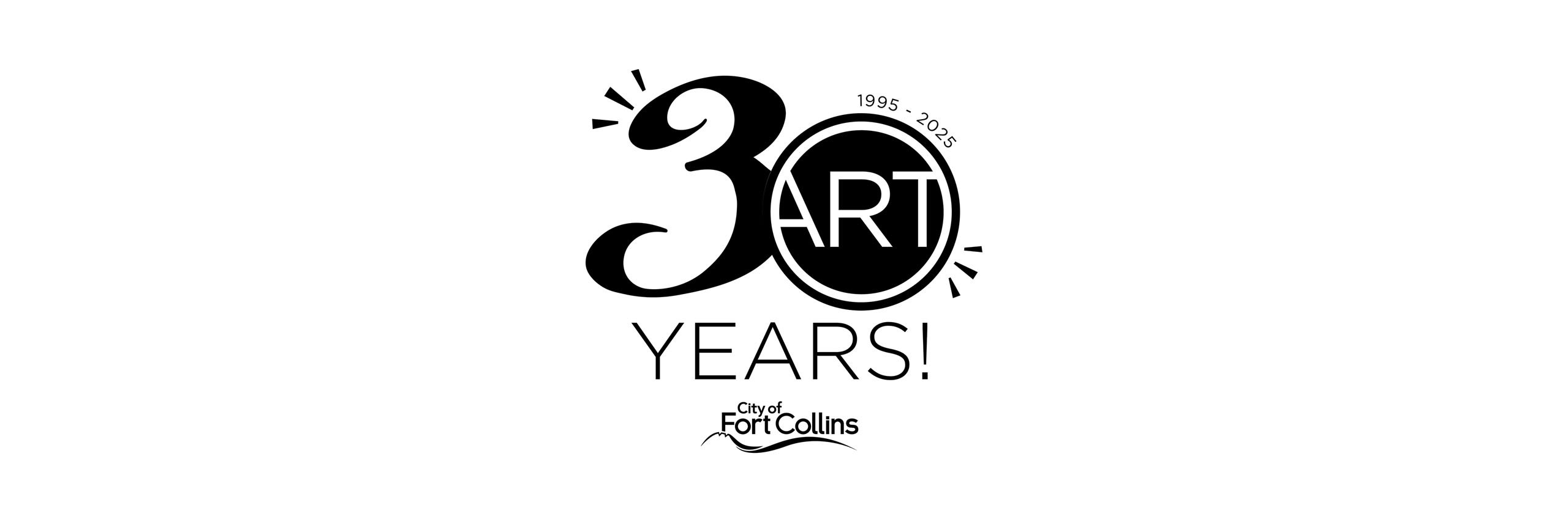 Black and white stylistic text of the phase "30 Years!"